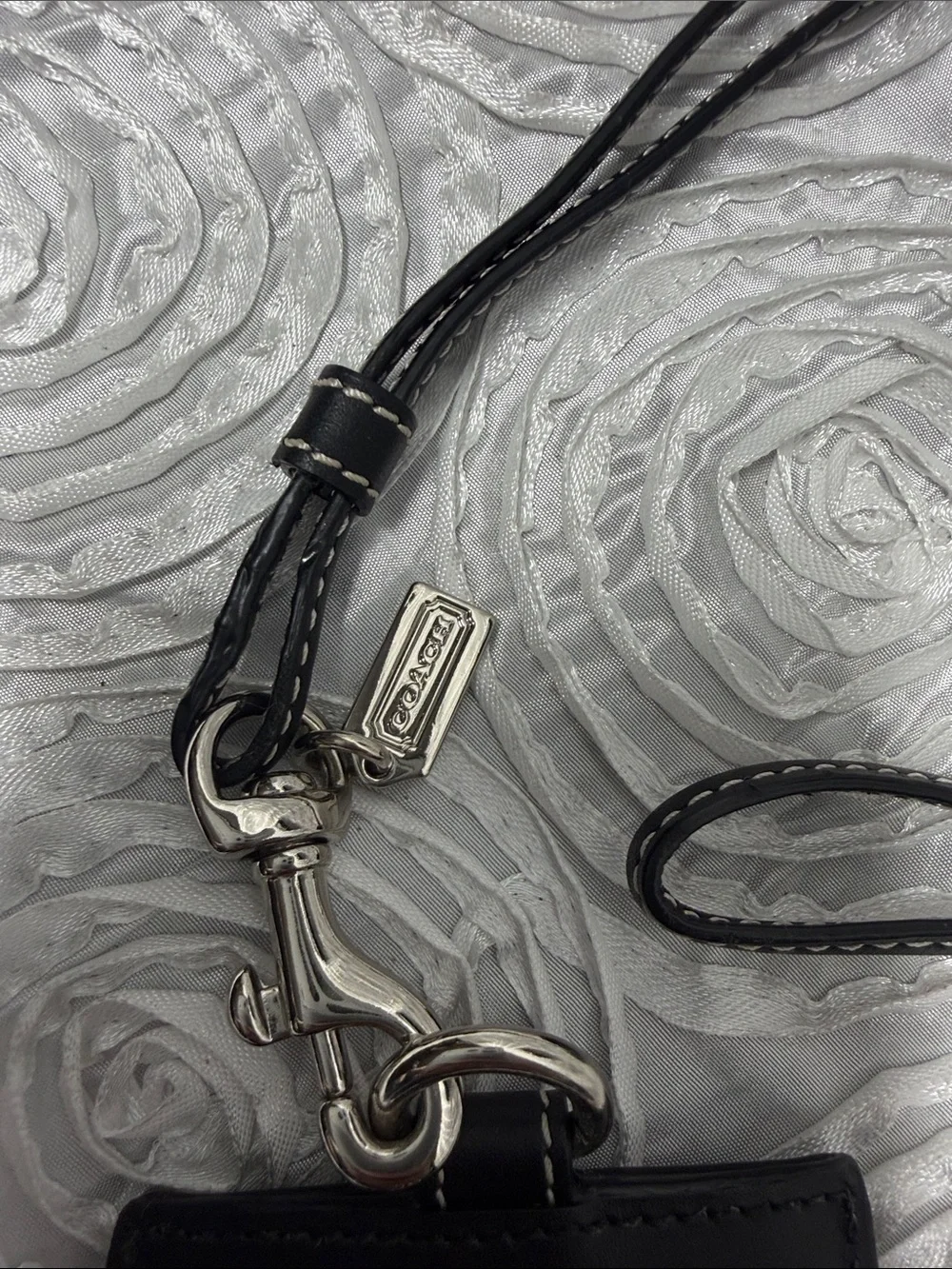 Coach Black Leather Lanyard ID Badge Holder